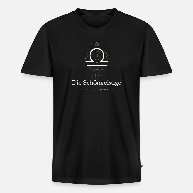 Waage Sternzeichen Glyphen - Männer Premium Bio T-Shirt mit V-Ausschnitt - Schwarz