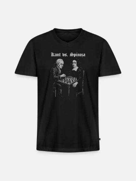 Kant vs Spinoza Playing Chess Design - Men's Premium Organic T-shirt with V-neck - black