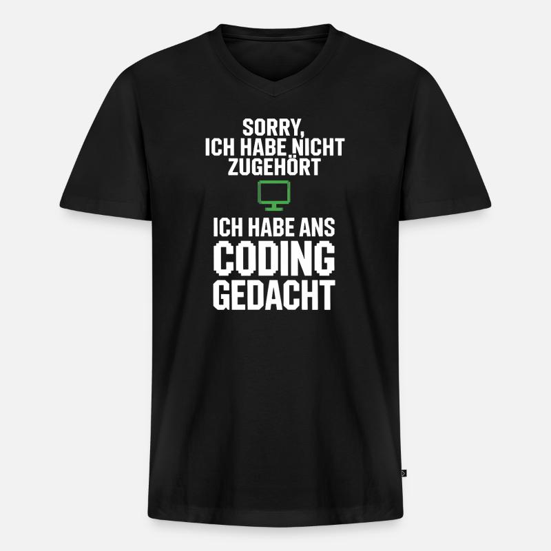 Désolé, j’ai pensé à coder - T-shirt encolure en V Premium bio Homme - noir