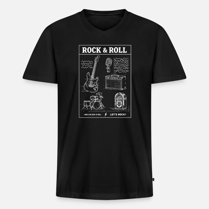 Rock-and-Roll-Jam-Szene - Männer Premium Bio T-Shirt mit V-Ausschnitt - Schwarz