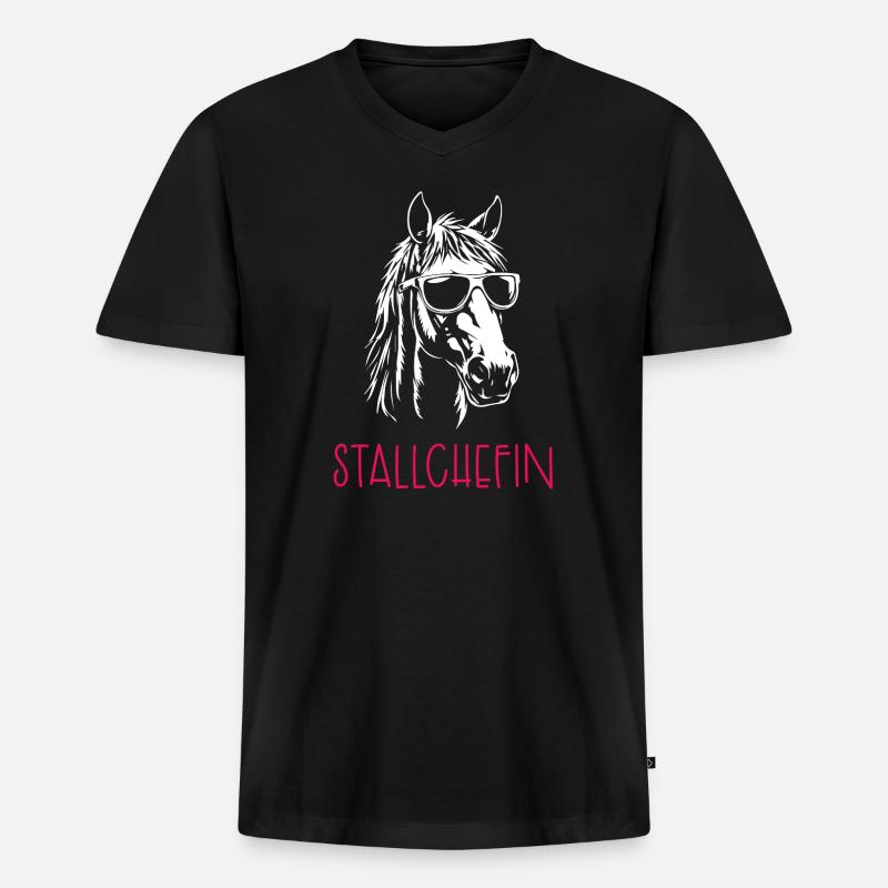 Stallchefin - Männer Premium Bio T-Shirt mit V-Ausschnitt - Schwarz