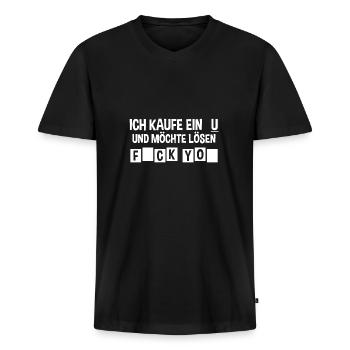 Ich Kaufe Ein U Und Möchte Lösen Rätsel - Männer Premium Bio T-Shirt mit V-Ausschnitt - Schwarz - Vorne - Nico (187cm)