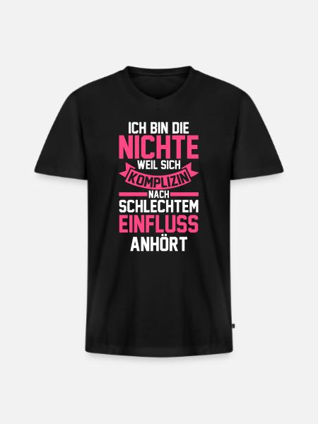 Nichte - Männer Premium Bio T-Shirt mit V-Ausschnitt - Schwarz