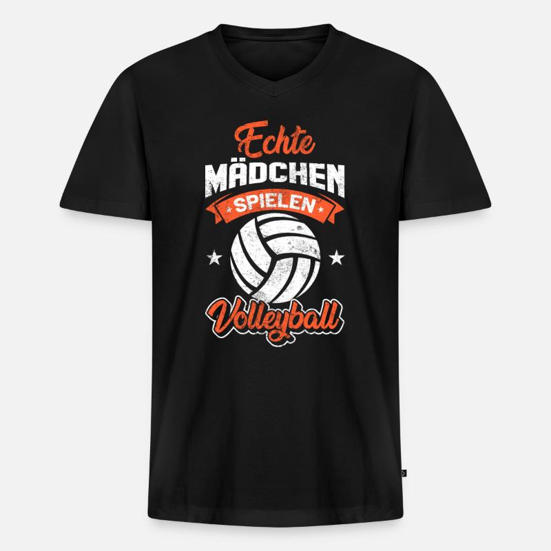Beachvolleyball Echte Mädchen - Männer Premium Bio T-Shirt mit V-Ausschnitt - Schwarz
