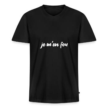 Je m'en fou Statement Französisch - Männer Premium Bio T-Shirt mit V-Ausschnitt - Schwarz - Vorne - Nico (187cm)