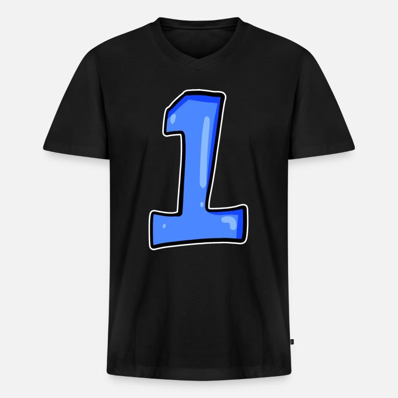 1 - Männer Premium Bio T-Shirt mit V-Ausschnitt - Schwarz