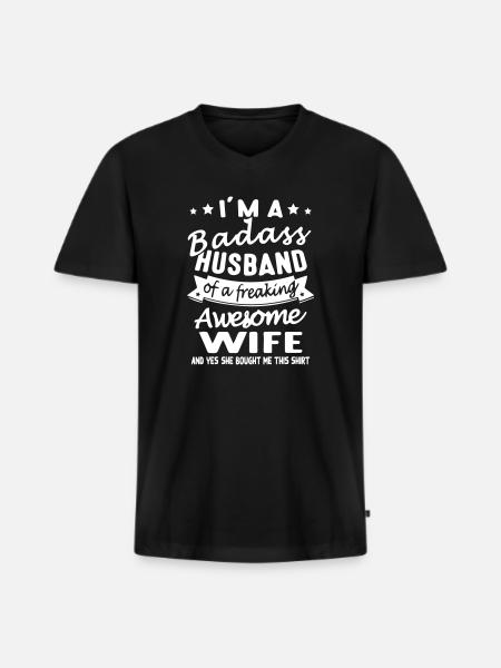 Husband Funny - Men's Premium Organic T-shirt with V-neck - black