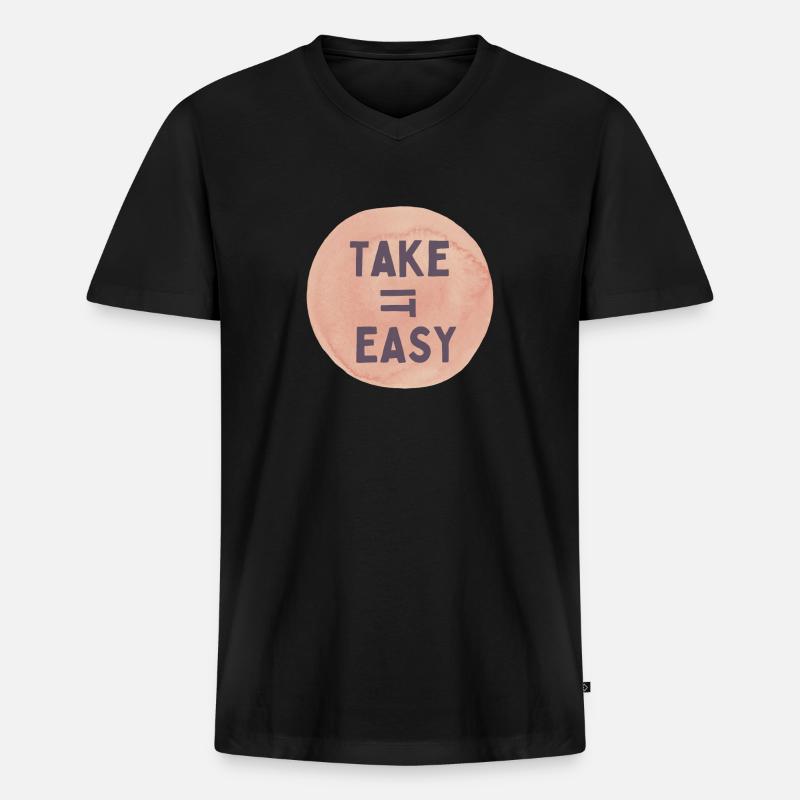 EASY - Männer Premium Bio T-Shirt mit V-Ausschnitt - Schwarz