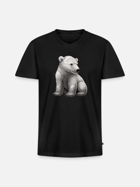 Isbjørn baby sød isbjørn - Premium økologisk T-shirt med V-hals til mænd - sort