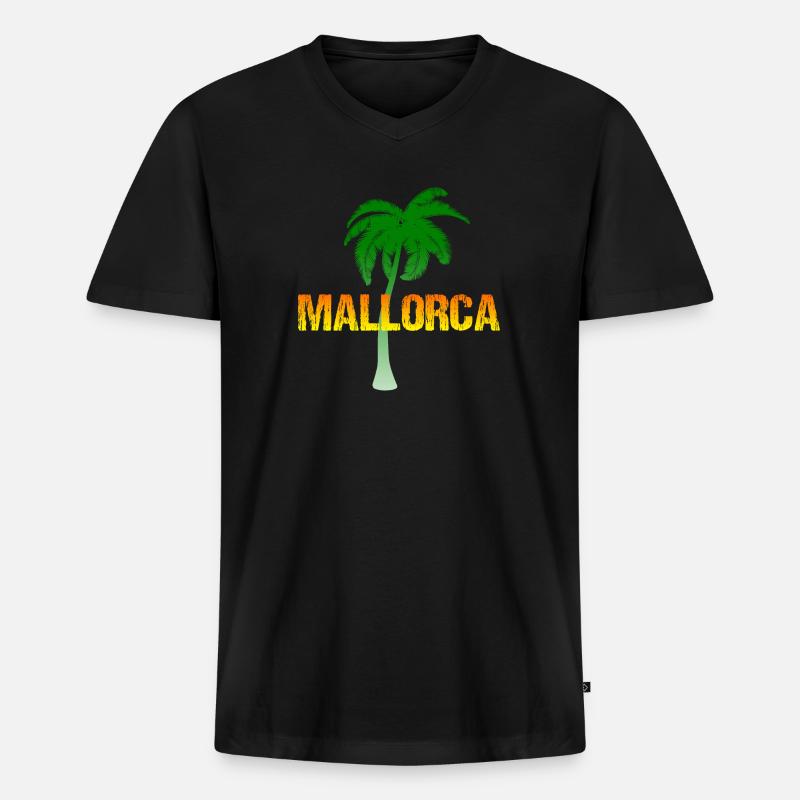 Mallorca - Männer Premium Bio T-Shirt mit V-Ausschnitt - Schwarz