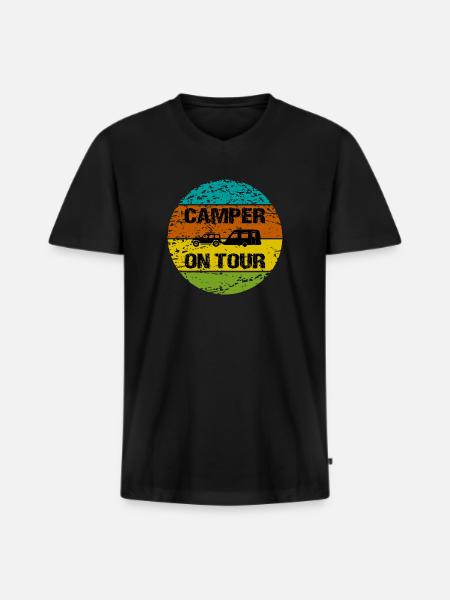 camping - T-shirt encolure en V Premium bio Homme - noir