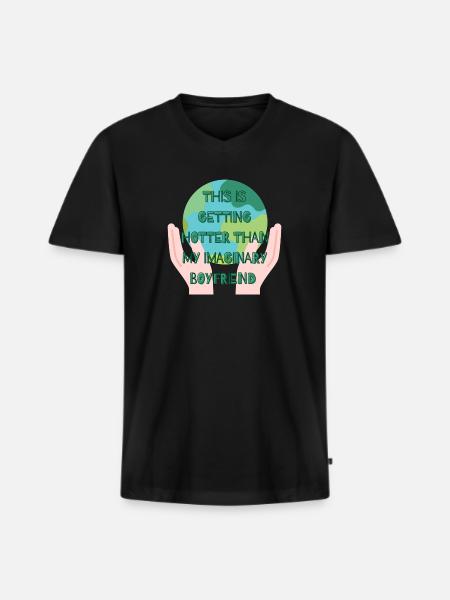 Stop global warming - Men's Premium Organic T-shirt with V-neck - black
