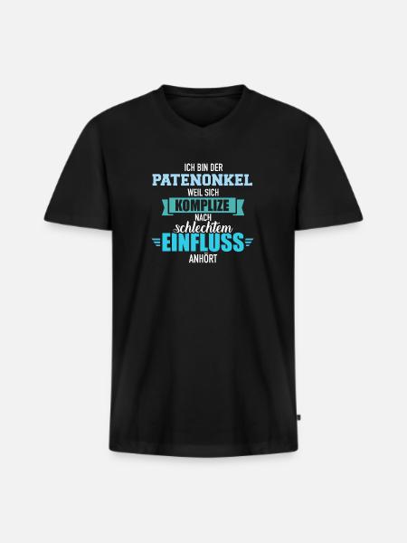 Patenonkel - Männer Premium Bio T-Shirt mit V-Ausschnitt - Schwarz