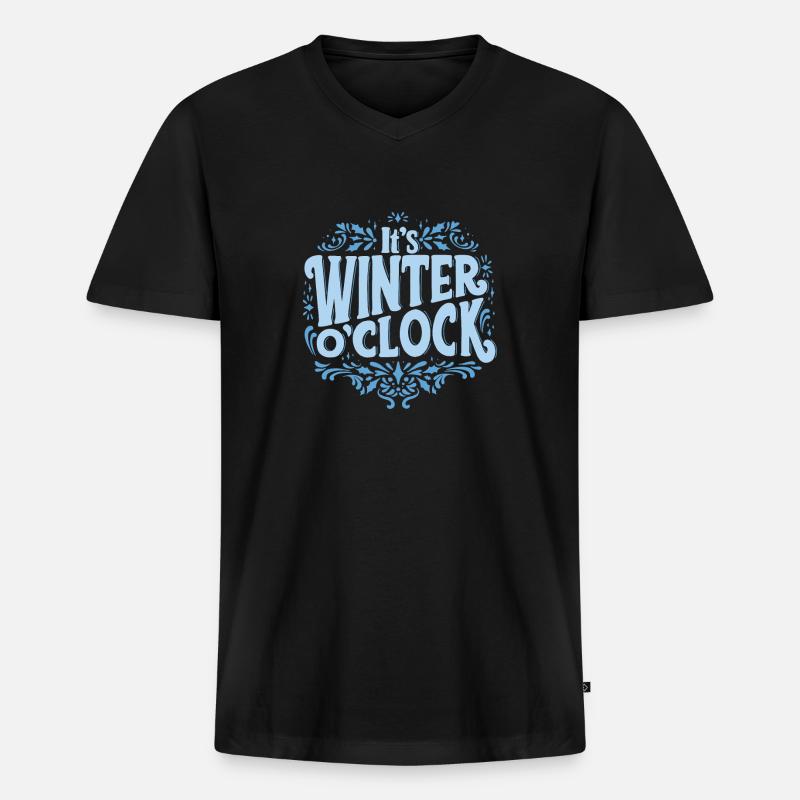 it's winter o'clock - Männer Premium Bio T-Shirt mit V-Ausschnitt - Schwarz