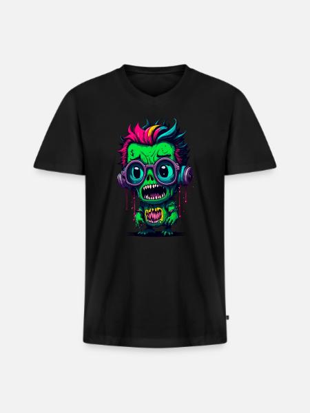 Bunter cooler Zombie - Männer Premium Bio T-Shirt mit V-Ausschnitt - Schwarz