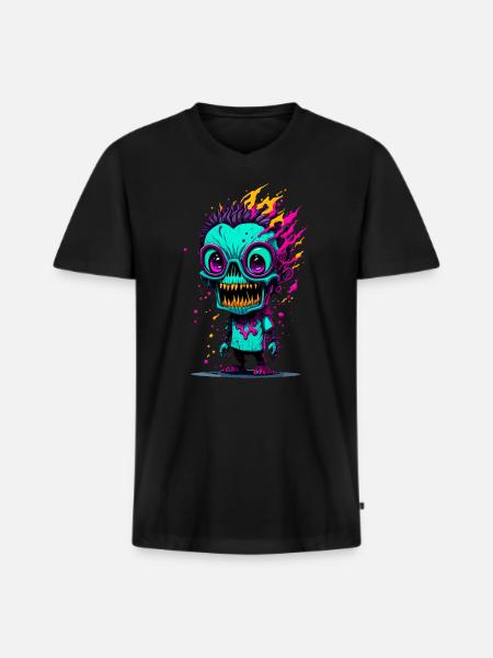 Bunter cooler Zombie - Männer Premium Bio T-Shirt mit V-Ausschnitt - Schwarz