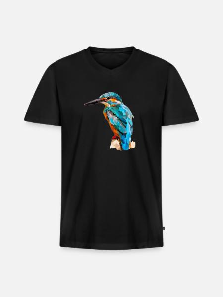 kingfisher - Men's Premium Organic T-shirt with V-neck - black
