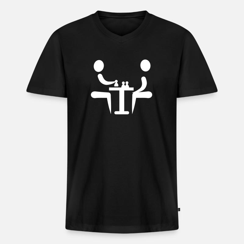 Schach - Männer Premium Bio T-Shirt mit V-Ausschnitt - Schwarz