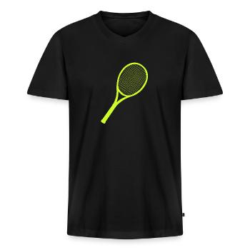 Raquettes de tennis - T-shirt encolure en V Premium bio Homme - noir - Devant - Nico (187cm)