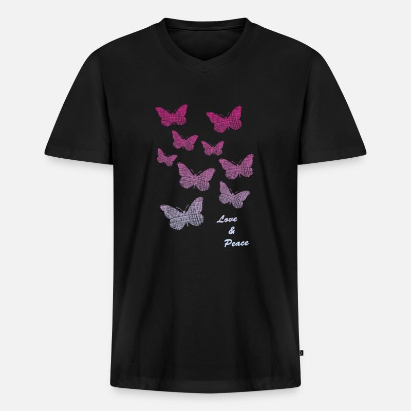 Butterflies - Männer Premium Bio T-Shirt mit V-Ausschnitt - Schwarz