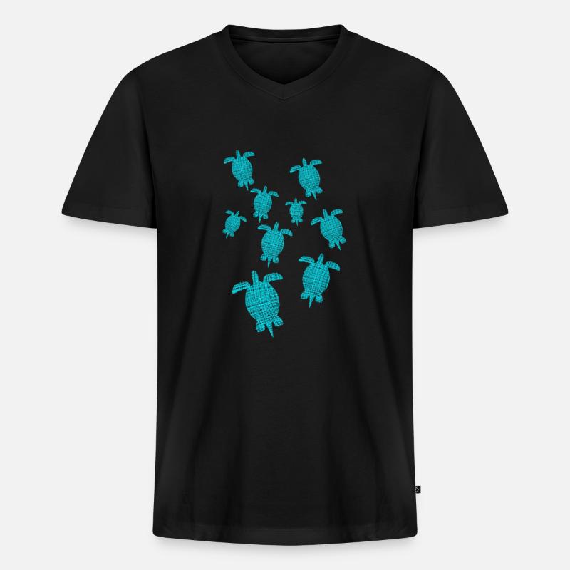Turtle - Männer Premium Bio T-Shirt mit V-Ausschnitt - Schwarz