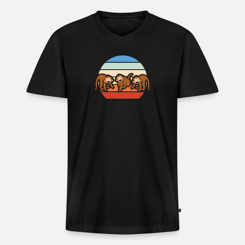 Drei Affen - Männer Premium Bio T-Shirt mit V-Ausschnitt - Schwarz