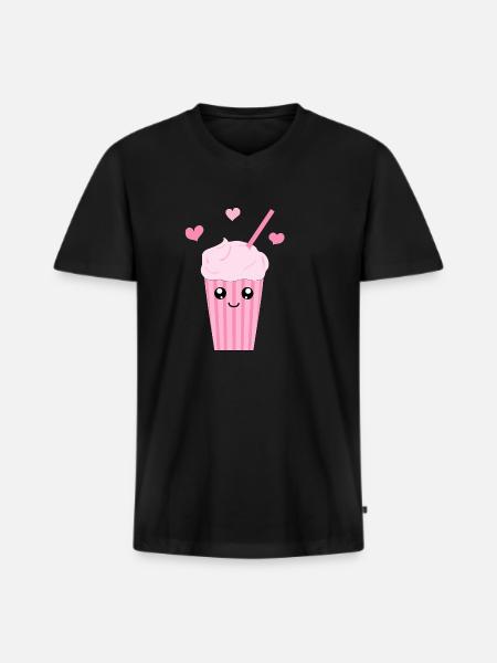 Kawaii milkshake - Premium økologisk T-skjorte med V-hals for menn - svart
