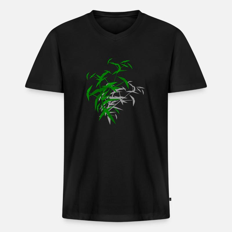 Bambus mit Schatten - Männer Premium Bio T-Shirt mit V-Ausschnitt - Schwarz