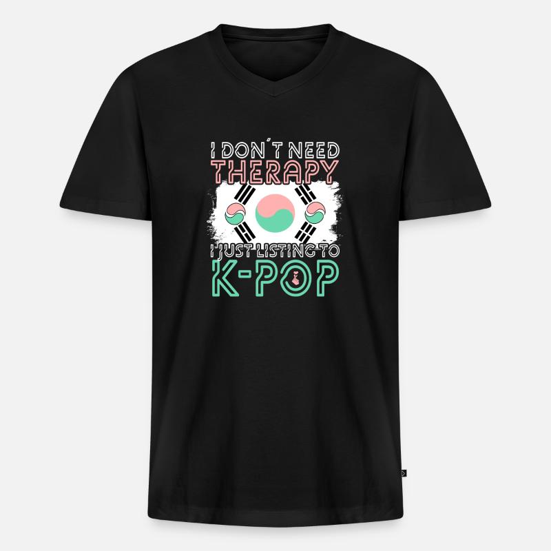 K-Pop - Männer Premium Bio T-Shirt mit V-Ausschnitt - Schwarz