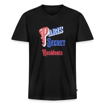 Paris Adventure Eiffel Parisian Rat Mouse Whiskers - Men's Premium Organic T-shirt with V-neck - black - Front - Nico (187cm)