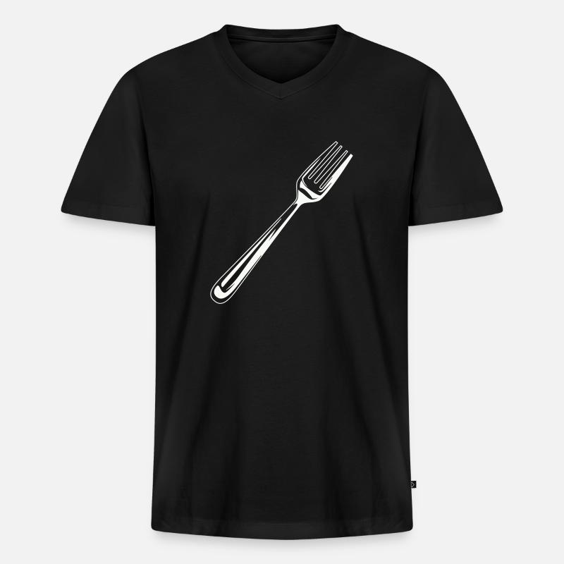 gabel besteck symbol - Männer Premium Bio T-Shirt mit V-Ausschnitt - Schwarz