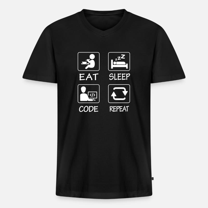 Eat Sleep Code Repeat - Men's Premium Organic T-shirt with V-neck - black