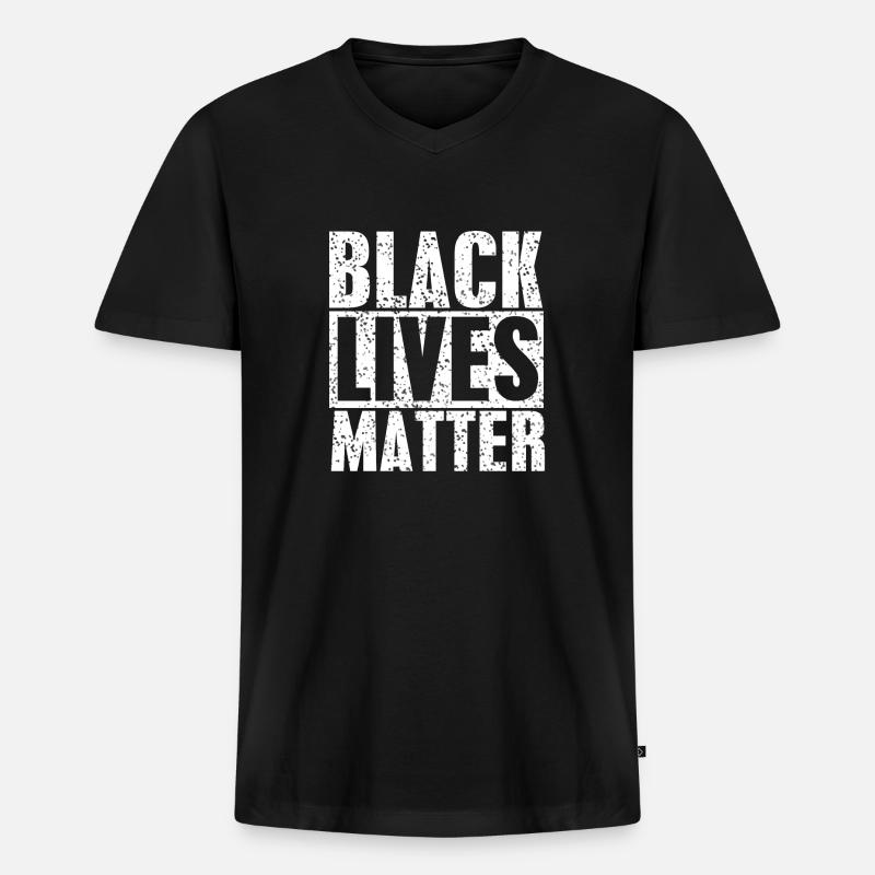 Black Lives Matter, BLM - Männer Premium Bio T-Shirt mit V-Ausschnitt - Schwarz