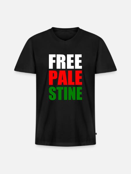 Free palestine - Men's Premium Organic T-shirt with V-neck - black