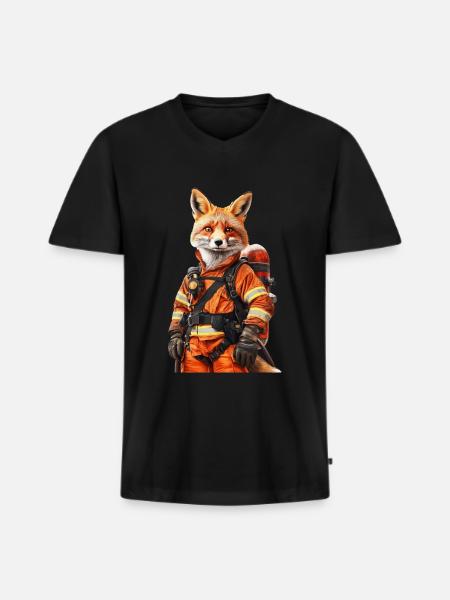 Fuchs - Männer Premium Bio T-Shirt mit V-Ausschnitt - Schwarz