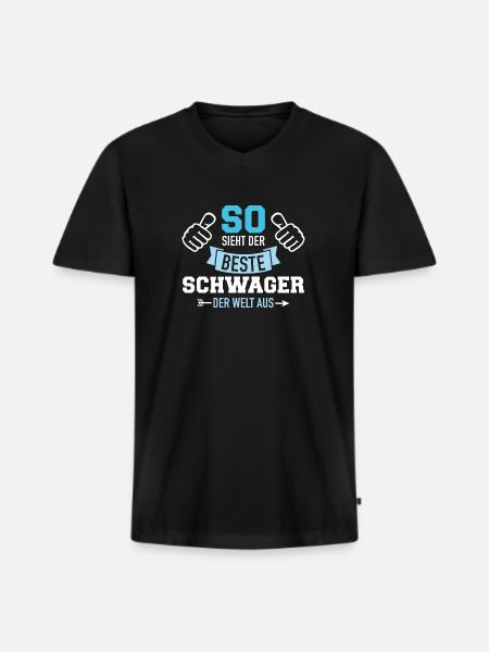 Schwager - Männer Premium Bio T-Shirt mit V-Ausschnitt - Schwarz