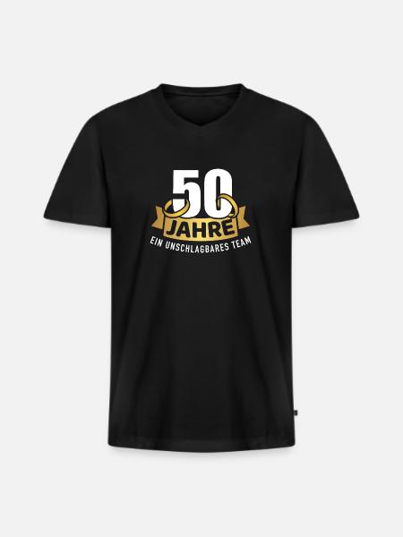 Goldene Hochzeit - Männer Premium Bio T-Shirt mit V-Ausschnitt - Schwarz