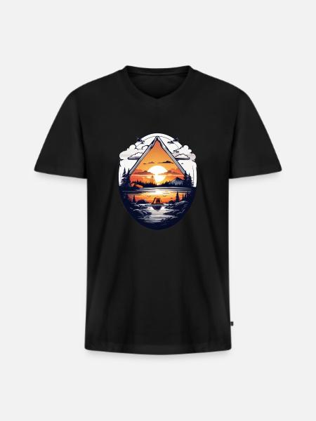 Camping time - Men's Premium Organic T-shirt with V-neck - black