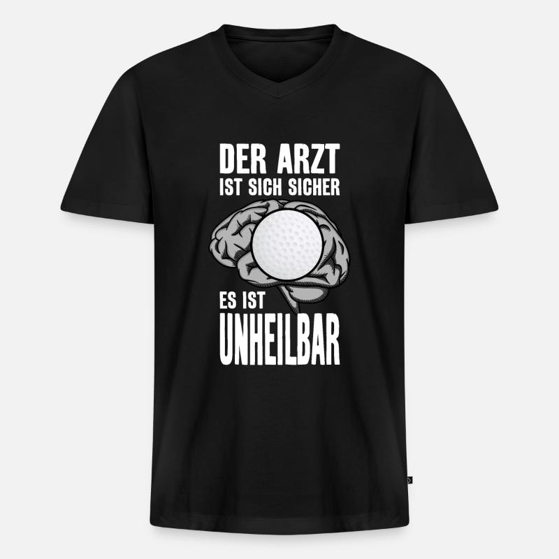 GOLF GOLFSPIELER GOLFBALL UNHEILBAR GOLFER - Männer Premium Bio T-Shirt mit V-Ausschnitt - Schwarz