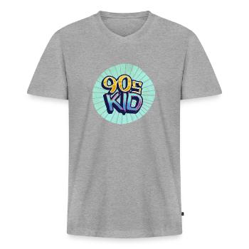 90s kid Neunziger - Männer Premium Bio T-Shirt mit V-Ausschnitt - Grau meliert - Vorne