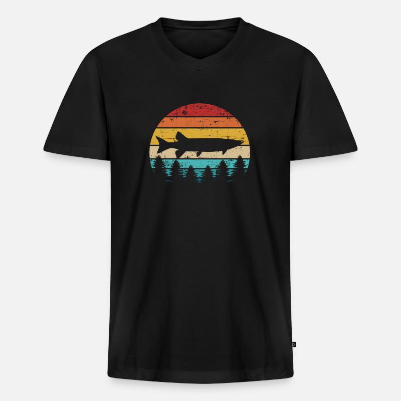 Hecht - Männer Premium Bio T-Shirt mit V-Ausschnitt - Schwarz