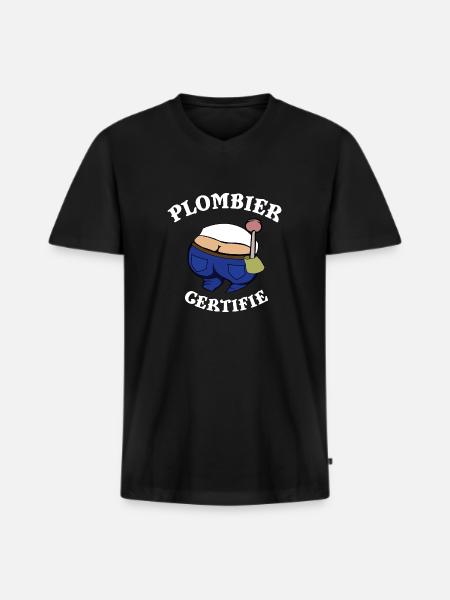 Certifierad rörmokarhumor - Rörmokarens leende - Ekologisk premium-T-shirt med V-ringning herr - svart