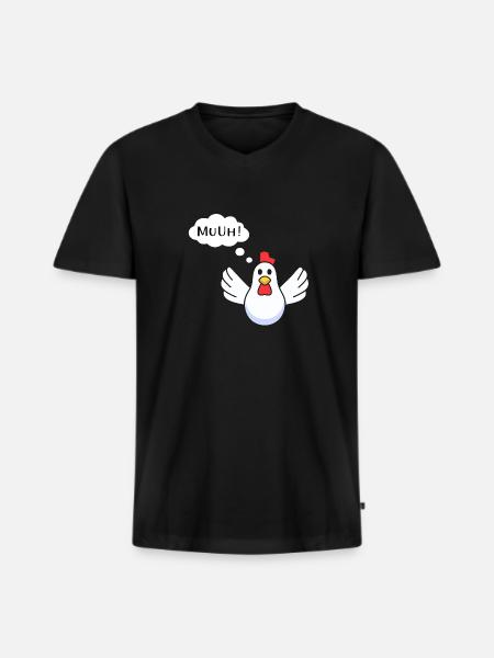 MuUhHuhn - Männer Premium Bio T-Shirt mit V-Ausschnitt - Schwarz