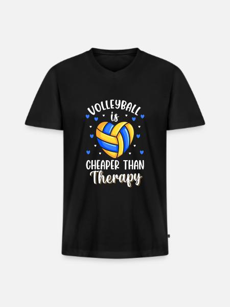 Volleyball player heartbeat - Men's Premium Organic T-shirt with V-neck - black