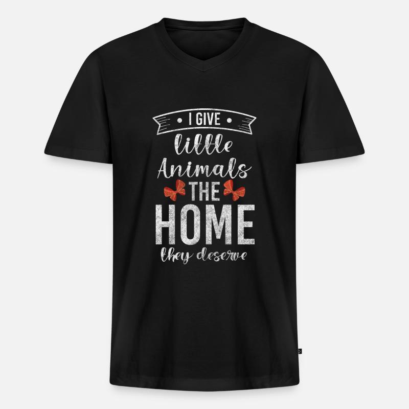 Tierfreund Retttung - Männer Premium Bio T-Shirt mit V-Ausschnitt - Schwarz