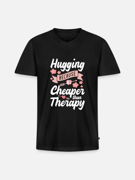 Cuddling girlfriend - Men's Premium Organic T-shirt with V-neck - black
