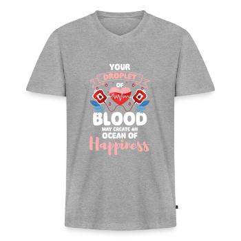 Blood Donation Life Hospital - Men's Premium Organic T-shirt with V-neck - heather grey - Front