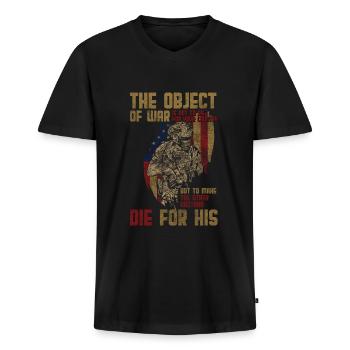 War Flag Victory Demonstration - Men's Premium Organic T-shirt with V-neck - black - Front - Nico (187cm)