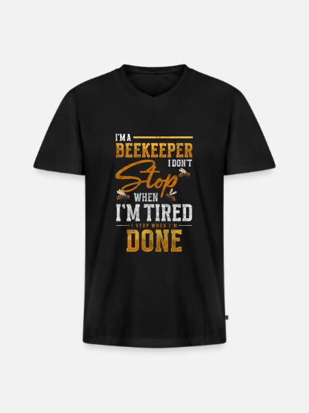 Beekeeper Busy Breeding Honey Bee - Men's Premium Organic T-shirt with V-neck - black