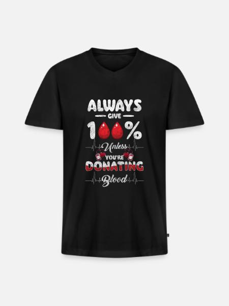 Blutspende Helfen Retter Danke - Männer Premium Bio T-Shirt mit V-Ausschnitt - Schwarz